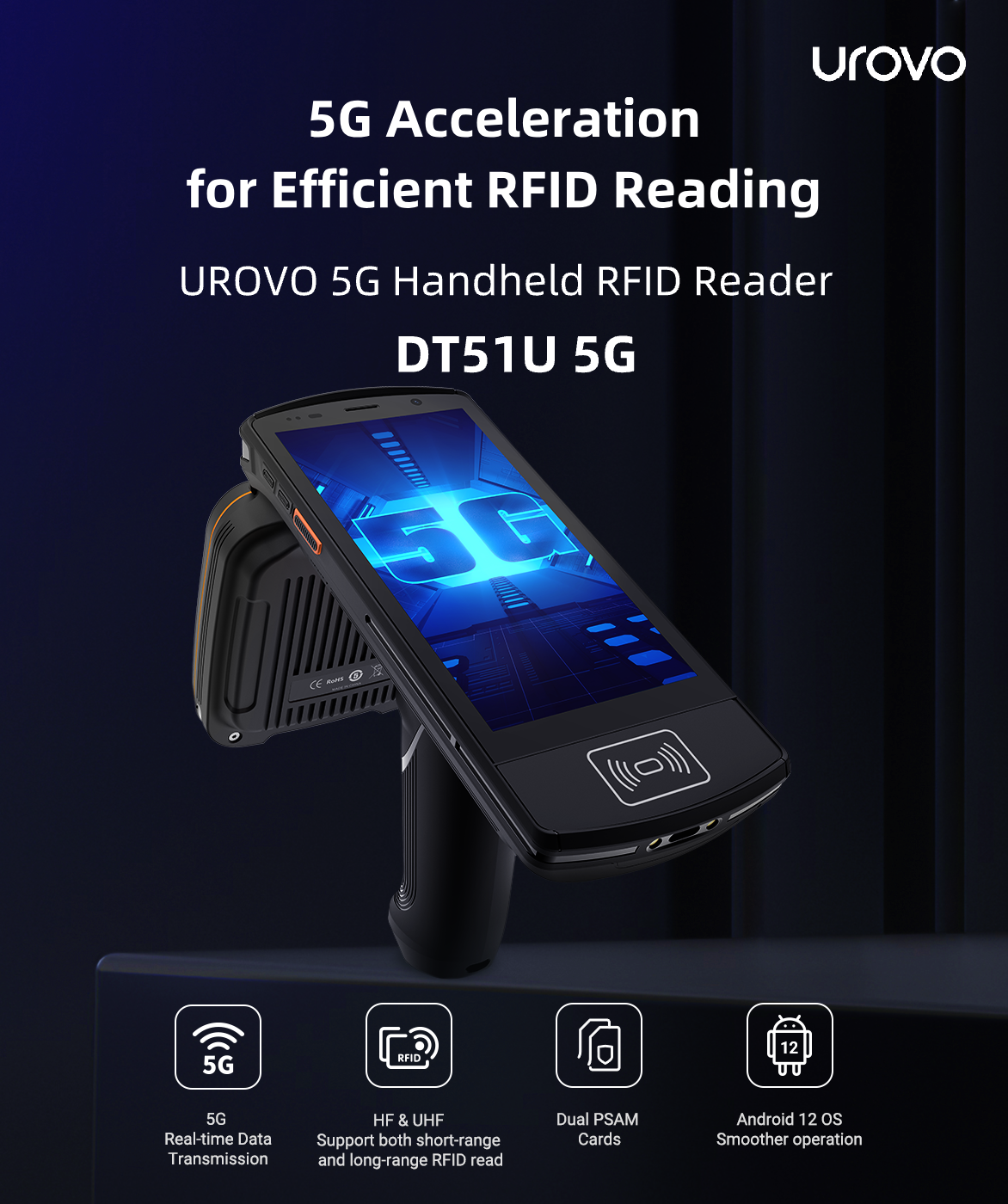 UROVO 5G Handheld RFID Reader - DT51U 5G